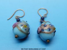 A pair of 9ct gold Venetian bead earrings