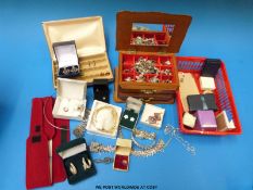 A large collection of silver jewellery to include earrings, bracelet set with semi precious stones,