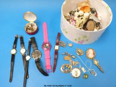 A quantity of costume jewellery, watches, silver etc to include lapis lazuli & pearl necklace,