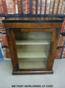 A 19thC inlaid walnut glazed pier cabinet with ormolu mounts (H98, W75,