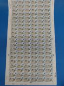 Twelve complete sheets of GB QEII stamps c1960s