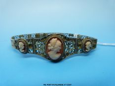 An 800 silver cameo bracelet