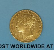An 1846 young head gold full sovereign shield reverse