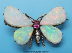 A Victorian gold brooch in the form of a butterfly,