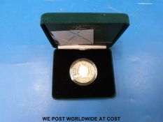 A 2000 £5 cased silver proof piedfort coin for the Queen Mother's centenary,