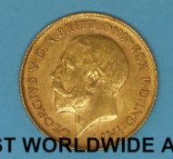 A 1914 gold half sovereign