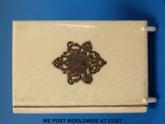 A late 19thC ivory and silver card case with pencil marked C.