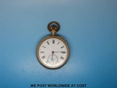 A continental gentleman's open faced yellow metal pocket watch c1910