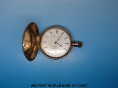 Elgin 18ct gold full hunter pocket watch with keyless movement