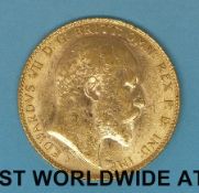 A 1909 Edward VII gold full sovereign