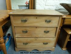 A satinwood chest of three drawers (H78 x W84 x D44cm)