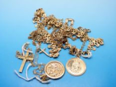 Four 9ct gold necklaces,