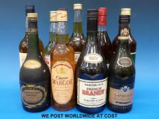 Nine bottle of alcohol including rum, whisky,