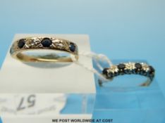 Two 9ct gold rings set with sapphires and diamonds