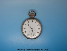 A gentleman's open faced 9ct gold pocket watch with keyless movement