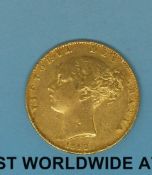 An 1842 young head gold full sovereign shield reverse