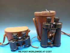 A pair of Barr & Stroud binoculars with 1950's race tags together with a pair of Telesca 8x32