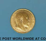 A 1906 gold full sovereign VF/EF