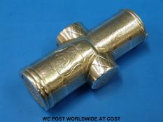 A Russian white metal coin carrier to hold 10,