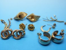 A collection of 9ct gold earrings and one pair of 18ct