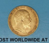 A 1909 gold half sovereign