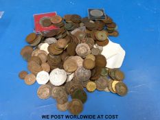 A collection of UK and overseas coinage 19thC onwards, includes some modern crowns, £5 coin,