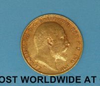 A 1910 gold half sovereign