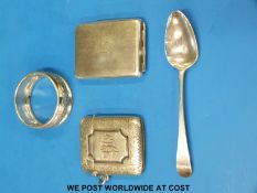 A hallmarked silver vesta case, silver case,