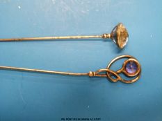 Two silver Charles Horner hat pins,