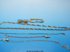Two 9ct gold chains, two 9ct gold bracelets and two pairs of 9ct gold earrings (9.