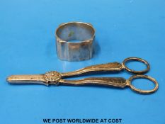 A pair of Mappin & Webb hallmarked silver grape scissors,