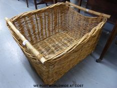 A wicker log basket