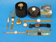 A gentleman's Fossil blue watch in original tin, a La Brunjere 'Ecclesiastical' gentleman's watch,