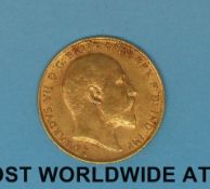 A 1910 gold half sovereign