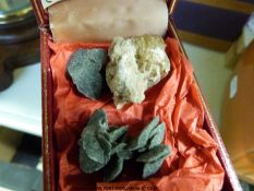 A collection of geological / gem samples to include pyrites, rose quartz, malachite, tigers eye,