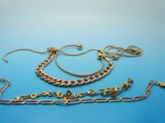 Four 9ct gold bracelets and a 9ct gold necklace (28.