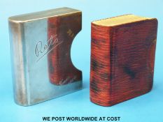 A hallmarked silver miniature bookcase by Sampson Mordan with leather-bound miniature memoranda