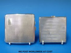 Two engine-turned hallmarked silver cigarette cases,