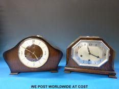 A c1950s three-train Westminster chime mantel clock by Smiths,