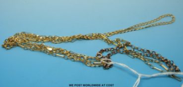 Two 9ct gold necklaces and a 9ct gold bracelet (12.