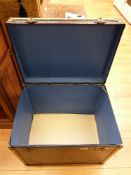 A travelling trunk, metal-bound with initials N B L believed to be for for Nina Lysaght (H48, W57,