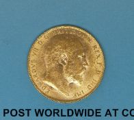 A 1910 gold full sovereign VF