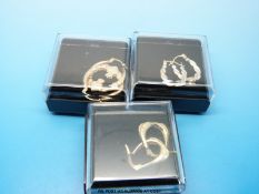 Three pairs of 9ct gold earrings