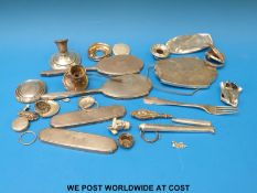 A collection of mostly hallmarked silver items,