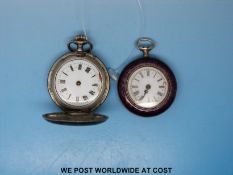 Two c1900 ladies fob watches in Niello silver decorated cases