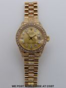 Rolex Oyster Perpetual Datejust 18ct gold ladies wristwatch.