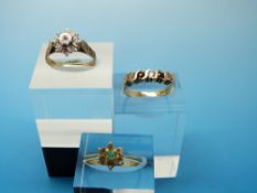 A 9ct gold ring set with diamonds in a cluster,