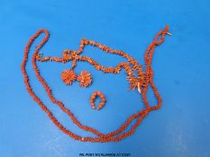 Two coral necklaces,