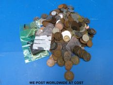 A collection of world coinage, some silver content,