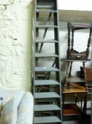 Three sets of vintage stepladders (tallest 230cm)
